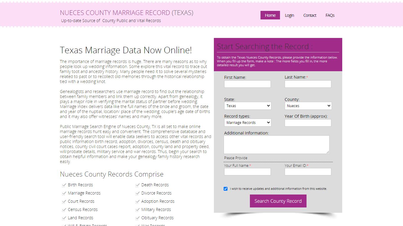 Public Marriage Records - Nueces County, Texas