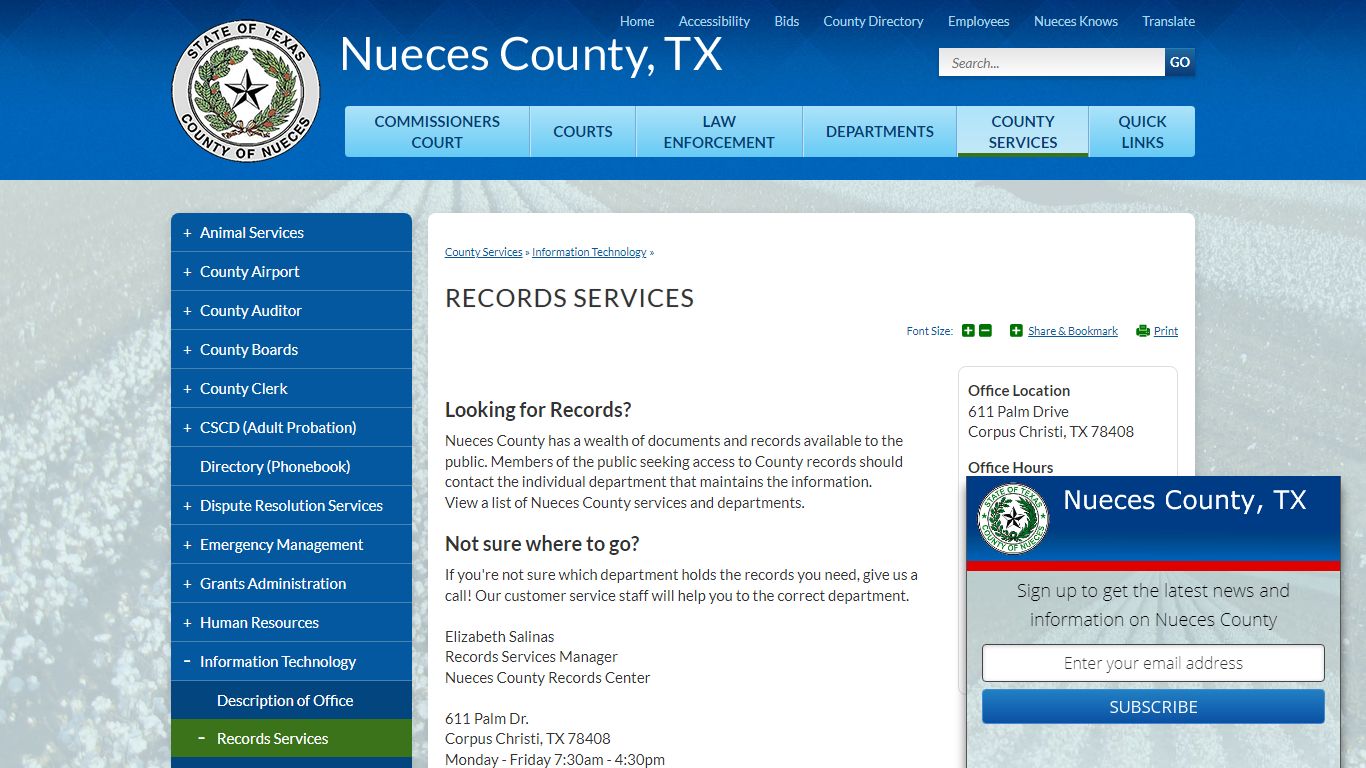 Records Services | Nueces County, TX